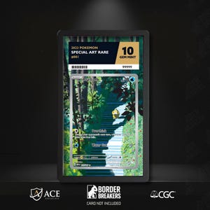 May include: A graded Pokémon card featuring Psyduck, a special art rare from 2023. The card is graded as Gem Mint 10. The card's artwork depicts Psyduck on a forest path. The card is encased in a black holder.
