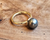 Top tahati parel 18 karaat geelgouden ring handgemaakt