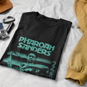 Pharoah Sanders T-Shirt, Live 68', Free Jazz Legends, Spiritual Jazz, Collectors Value, Hand Printed - Creator Has a Master Plan, Jazz Tee, image 4