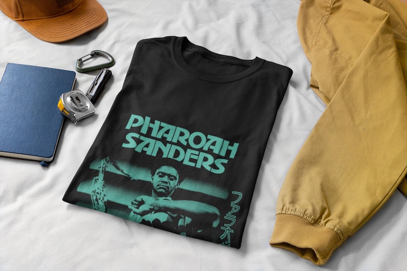 Pharoah Sanders T-Shirt, Live 68', Free Jazz Legends, Spiritual Jazz, Collectors Value, Hand Printed - Creator Has a Master Plan, Jazz Tee, image 4