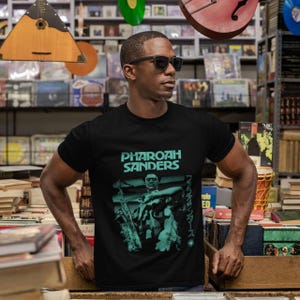 Pharoah Sanders T-Shirt, Live 68', Free Jazz Legends, Spiritual Jazz, Collectors Value, Hand Printed - Creator Has a Master Plan, Jazz Tee, image 2