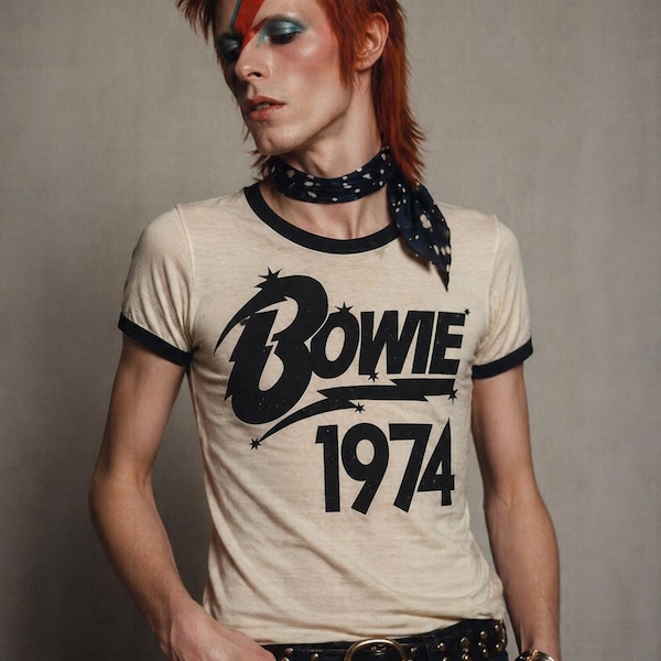 David Bowie Ziggy Stardust 1974 Ringer-T-shirt | Vintage glamrock jaren 70