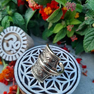 Brass Tuareg Ring, Retro Tribal Ring, Adjustable Boho Statement Jewelry