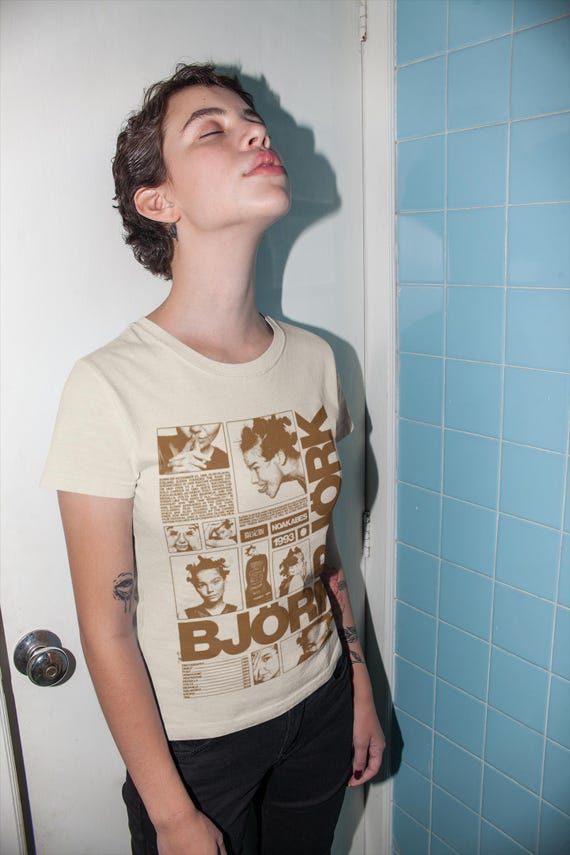 Björk Tee | 90s Unique Vintage Björk Magazine Snippet T-shirt