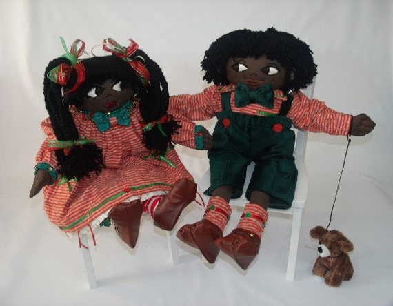 African American black fabric dolls 