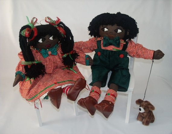 African American black fabric dolls 