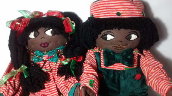 black fabric dolls