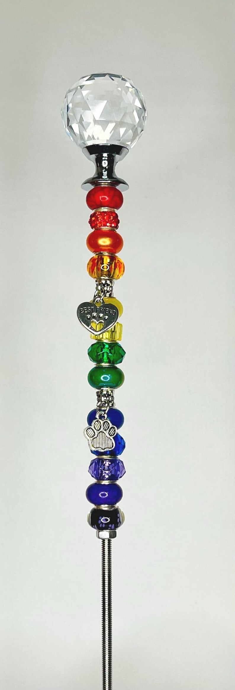 Rainbow Bridge Pet Memorial Charmed and Beaded Fairy Garden Stake - Etsy