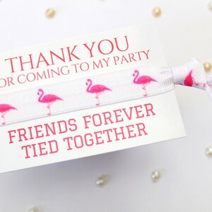 Pink Flamingos Party Favours Kids Sleepover Slumber Party Favors Thank You Gift ideas Personalised Party Bag Fillers Friendship Band White&PinkFlamingo