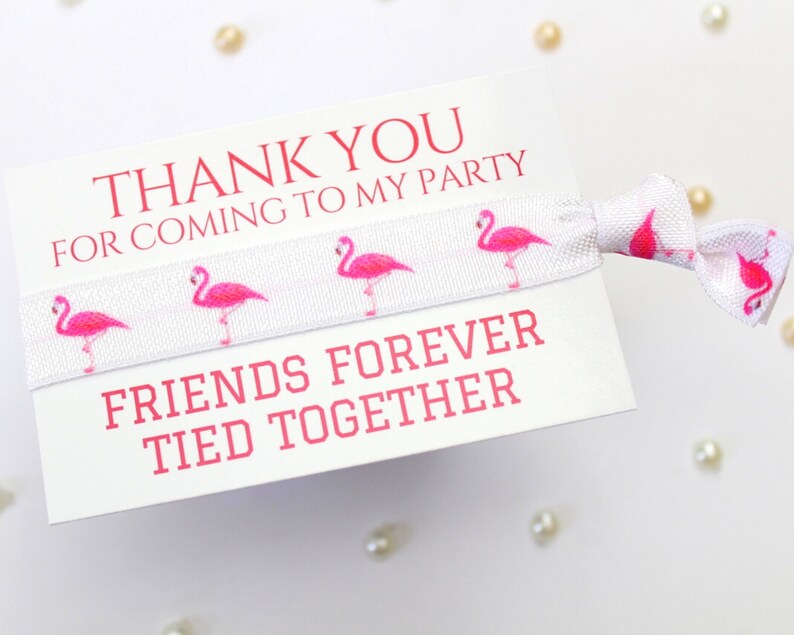 Pink Flamingos Party Favours Kids Sleepover Slumber Party Favors Thank You Gift ideas Personalised Party Bag Fillers Friendship Band White&PinkFlamingo