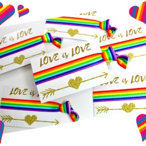 Rainbow Love is Love LGBT Wedding Party Gift Ideas Favours Wristbands Friendship Inspirational Gift Lesbian Gay Wedding LGBTQA image 1