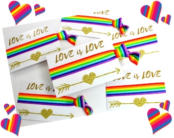 Rainbow Love is Love LGBT Wedding Party Gift Ideas Favours Wristbands - Friendship Inspirational Gift - Lesbian Gay Wedding - LGBTQA