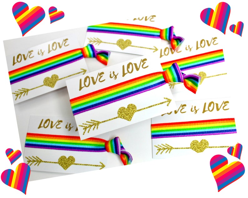 Rainbow Love is Love LGBT Wedding Party Gift Ideas Favours Wristbands Friendship Inspirational Gift Lesbian Gay Wedding LGBTQA image 1