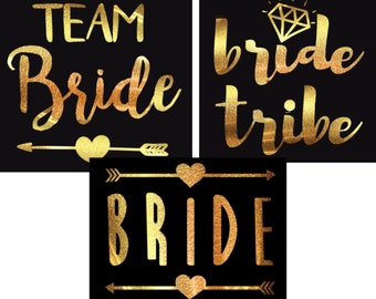 Goldfolie Team Bride Tattoo: Junggesellinnenabschied