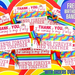 Rainbow Birthday Party Friendship Bands - Thank You Sleepover Slumber Party Favor Gift ideas - Personalised Party Bag Fillers Gifts