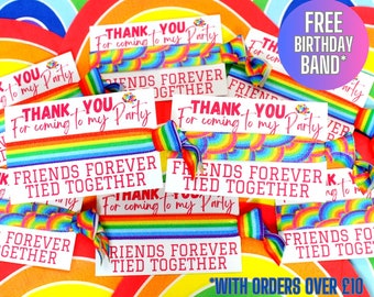 Rainbow Birthday Party Friendship Bands - Thank You Sleepover Slumber Party Favor Gift ideas - Personalised Party Bag Fillers Gifts