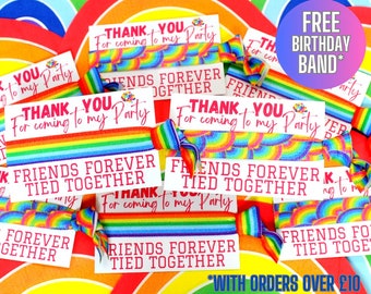 Rainbow Birthday Party Friendship Bands - Party Gift Bag Ideas - Sleepover Slumber Party Gift ideas - Personalised Party Bag Fillers