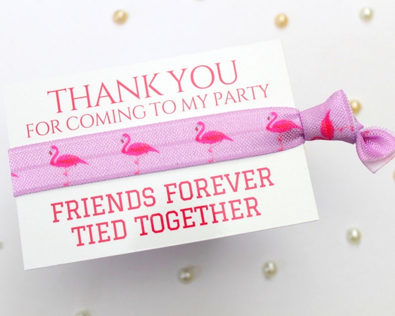 Pink Flamingos Party Favours Kids Sleepover Slumber Party Favors Thank You Gift ideas Personalised Party Bag Fillers Friendship Band Purple&PinkFlamingo