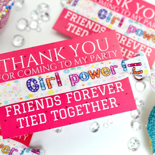 GIRL POWER - UNICORN Hot Pink Party Favour Friendship WristBands - Sleepover Slumber Party Favors Gifts - Thank You Party Bag Fillers