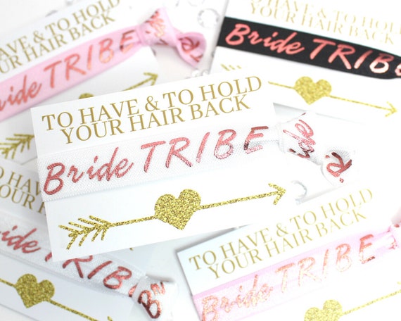 Rose Gold Bride Tribe Wristbands: Bachelorette Party Favors
