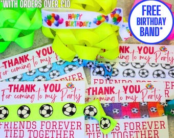 FOOTBALL Party Favours - Personalised Party Favors - Thank You Party Bag Fillers - Friendship bands - Sleepover Slumber Party Gifts