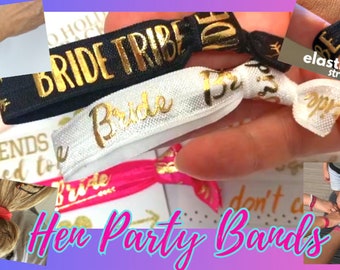 BRIDE TRIBE Elastic Hair Tie | Hen Party Survival Bag Favour Gift ideas | Bachelorette Bridal Shower Favors | Friendship Wristbands