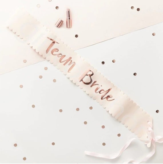 Team Bride Party Hen Night Pink Rose Gold BRIDE TO BE Sash Accessory Decoration