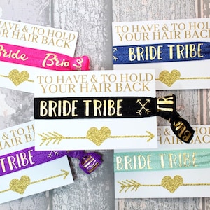 BRIDE TRIBE Hen Party Wristbands HairTies Hen Party Gift Bag Filler Favour Ideas Bachelorette Bridal Shower Favor image 1