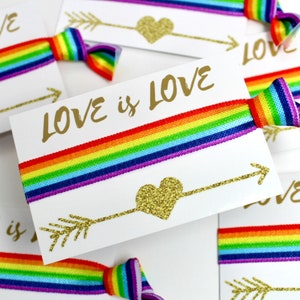 Rainbow LGBT Wedding Favors: Love is Love Friendship Wristband Rainbow Bands