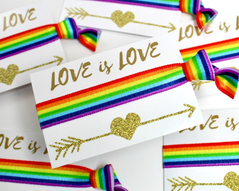Rainbow LGBT Wedding Favors: Love is Love Friendship Wristband Rainbow Bands