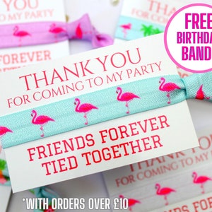 Pink Flamingos Party Favours Kids Sleepover Slumber Party Favors Thank You Gift ideas Personalised Party Bag Fillers Friendship Band image 1