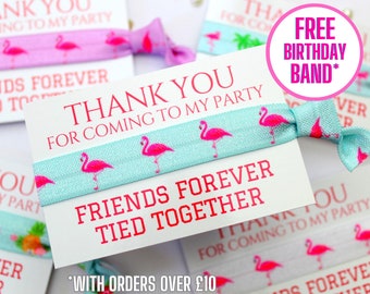 Pink Flamingos Party Favours - Kids Sleepover Slumber Party Favors - Thank You Gift ideas - Personalised Party Bag Fillers - Friendship Band