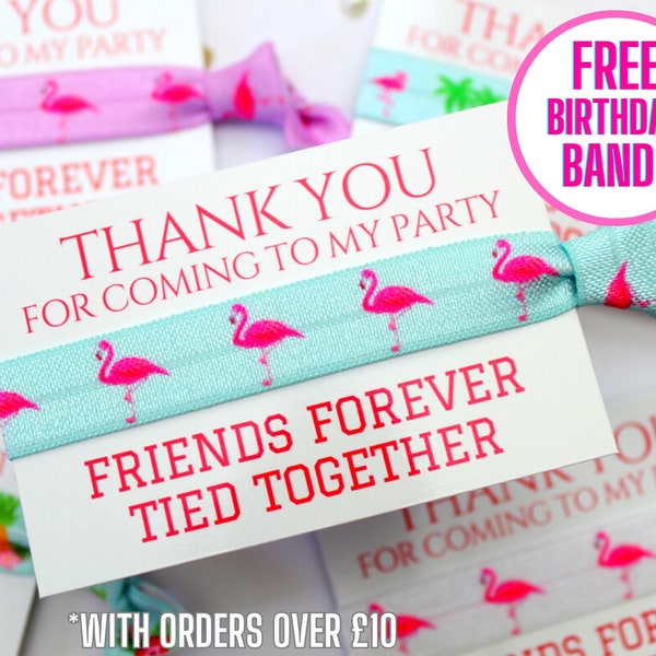Pink Flamingos Party Favours - Kids Sleepover Slumber Party Favors - Thank You Gift ideas - Personalised Party Bag Fillers - Friendship Band