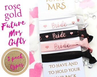 Rose Gold Bride Hair Tie Favors: Bridal Shower Gift