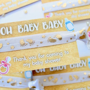 Baby Shower Favors Gender Reveal Party Gifts Baby Shower Bracelets Virtual Baby Shower Favors Baby Shower Party WHITE BAND BABY FEET