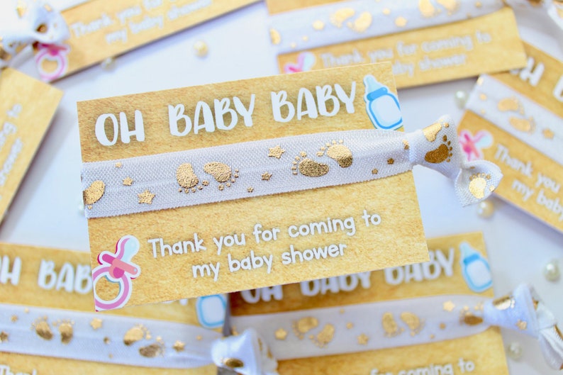 Baby Shower Favors Gender Reveal Party Gifts Baby Shower Bracelets Virtual Baby Shower Favors Baby Shower Party WHITE BAND BABY FEET