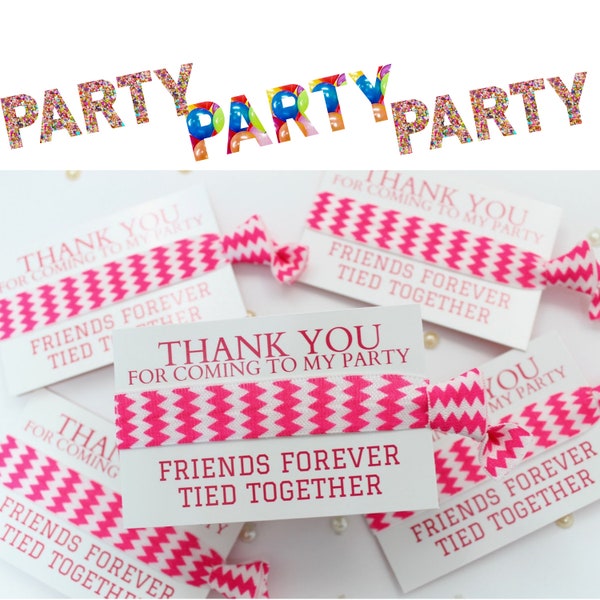 Party Favour Friendship Wristband Gifts - Party Favor Hairties - Thank You Sleepover Slumber Party Gifts - Personalised Party Bag Fillers