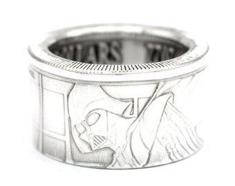 Anillo de moneda anillo de moneda Niue 2 dólares motivo "Star Wars, Darth Vader" 999 plata 1 onza de plata tamaño 9 - 15 moneda de anillo hecha a mano