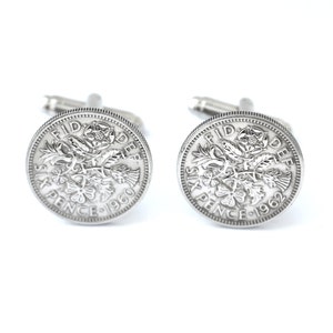 cuff links / 6 Pence / coin / GB / jewelry / coin cuff links / gift for him / for him / gift for men