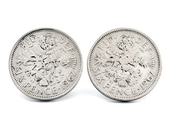 coin stud earring / Ohrstecker Münzen / 6 Pence / coin / Münze / GB / earrig / Ohrring / Schmuck / jewelry