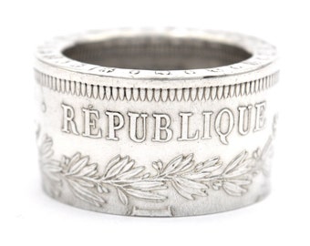 Anillo de moneda anillo de moneda Francia 100 francos 900 plata 1 onza de plata tamaño 9 - 15 moneda de anillo hecha a mano