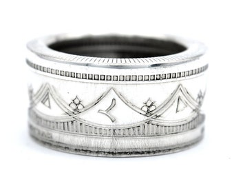 Anillo de moneda anillo de moneda Tokelau 5 dólares motivo "Vivat Humanitas" 999 plata 1 onza de plata tamaño 9 - 15 moneda de anillo hecha a mano