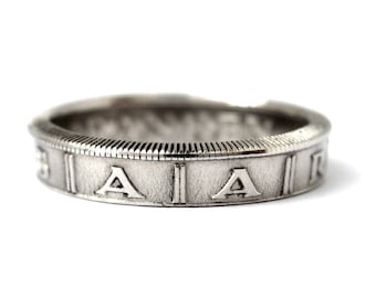 coin ring Saarland Germany 100 Franken silver-plated size (US) 5 - 9 handmade ring coin jewelry