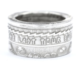 Anillo de moneda anillo de moneda Niue 2 dólares motivo "Kiss, The End of the Road Tour" 999 plata 1 onza de plata tamaño 9 - 15 moneda de anillo hecha a mano