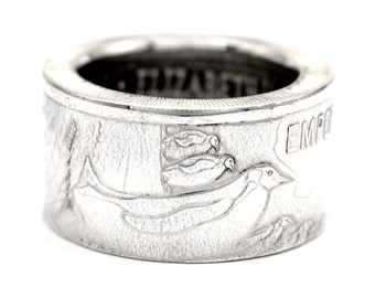 Anillo de monedas anillo de monedas Australia motivo de 1 dólar "King Penguin" 999 plata 1 onza de plata tamaño 9 - 15 moneda de anillo hecha a mano