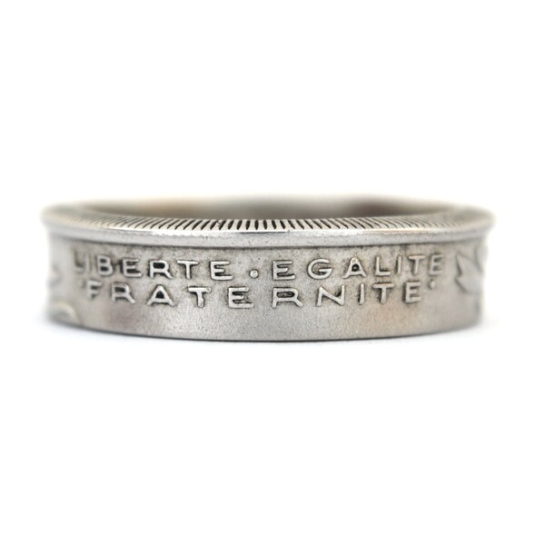 Münzring coin ring Frankreich 100 Francs versilbert Größe 6 1/2 - 11 handgemacht Ring Münze Schmuck