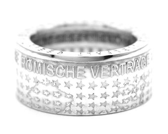 Anillo de monedas anillo de monedas Alemania 10 euros 925 plata especial grabado "50 años de los tratados romanos" tamaño 7 - 15 BRD moneda de anillo hecha a mano