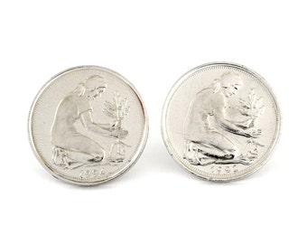 Pendientes de monedas / 50 Pfennig / moneda / Alemania / RFA / pendiente / joyería / pendientes / marco alemán