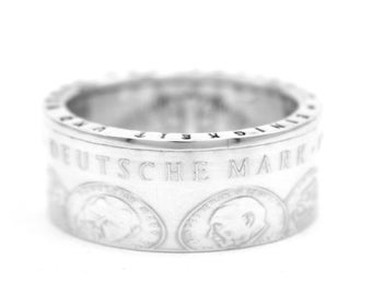 Anillo de monedas anillo de monedas Alemania 10 D-Mark 625 plata especial en relieve "50 años de D-Mark" tamaño 7 - 15 BRD moneda de anillo hecha a mano