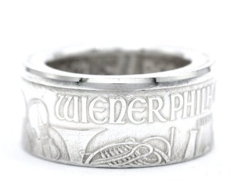 Anillo de monedas anillo de monedas Austria Filarmónica de Viena 999 plata 1 onza de plata tamaño 9 - 15 moneda de anillo hecha a mano